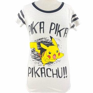 Pokemon Girls Casual Pika Pikachu White Black Ring